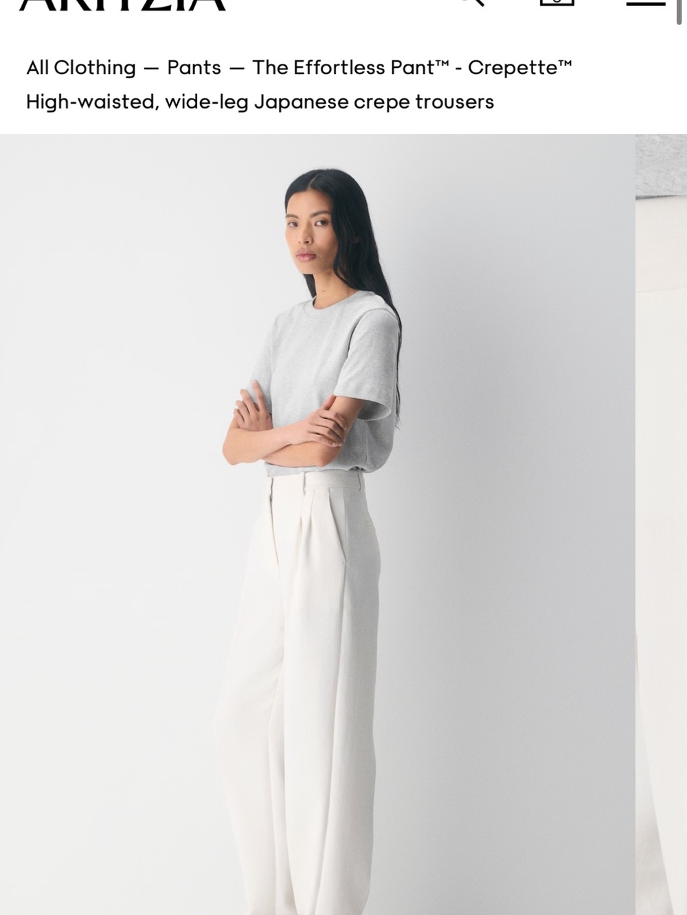Aritzia the effortless pant crepette white size 6 - Picture 2 of 2